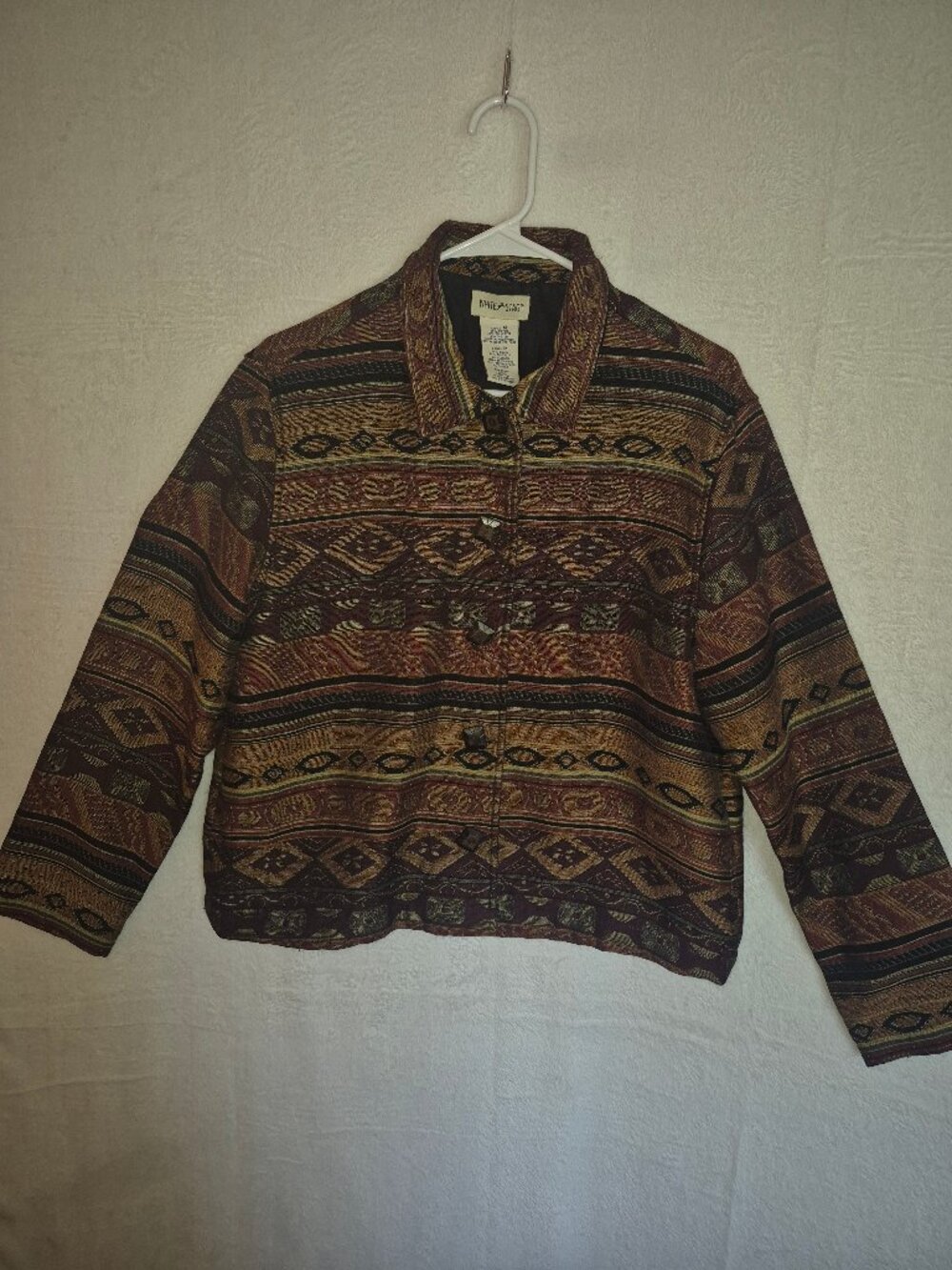 White Stag Women's Aztec Tapestry Blazer Jacket Size M Woven Jacquard Western